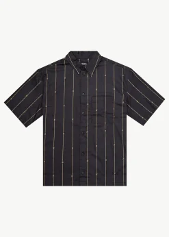 Shirts<Afends A Stripe  - Short Sleeve Shirt Black