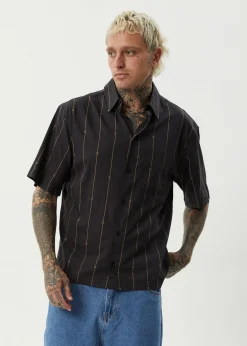 Shirts<Afends A Stripe  - Short Sleeve Shirt Black