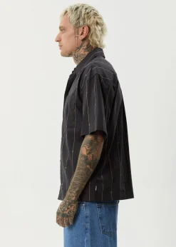 Shirts<Afends A Stripe  - Short Sleeve Shirt Black