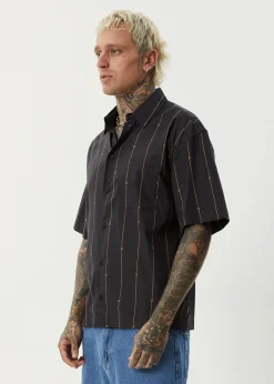 Shirts<Afends A Stripe  - Short Sleeve Shirt Black