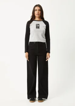 Long Sleeve<Afends Adele  -  Long Sleeve Raglan Tee Black / Grey Marle