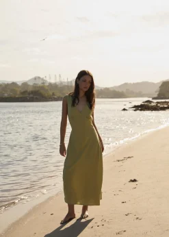 Dresses<Afends Amaya  - Maxi Dress Lemongrass