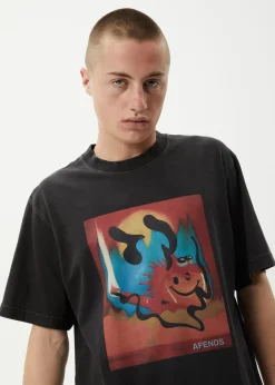 T-Shirts<Afends Apocalypso  - Retro Tee Stone Black