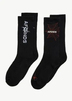 Accessories|Accessories<Afends Art Two Pack  - Socks Two Pack Black