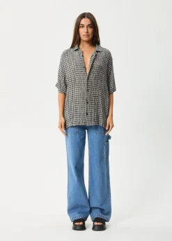 Shirts|Sets & Co-Ords<Afends Asta - Seersucker Regular Shirt Steel Check