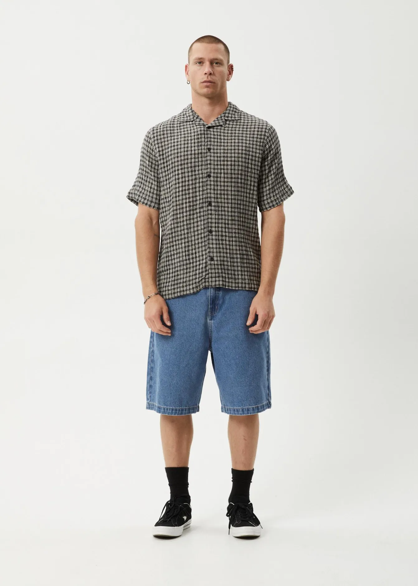 Shirts|Sets & Co-Ords<Afends Asta - Seersucker Regular Shirt Steel Check