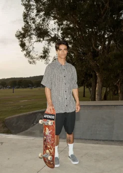 Shirts|Sets & Co-Ords<Afends Asta - Seersucker Regular Shirt Steel Check
