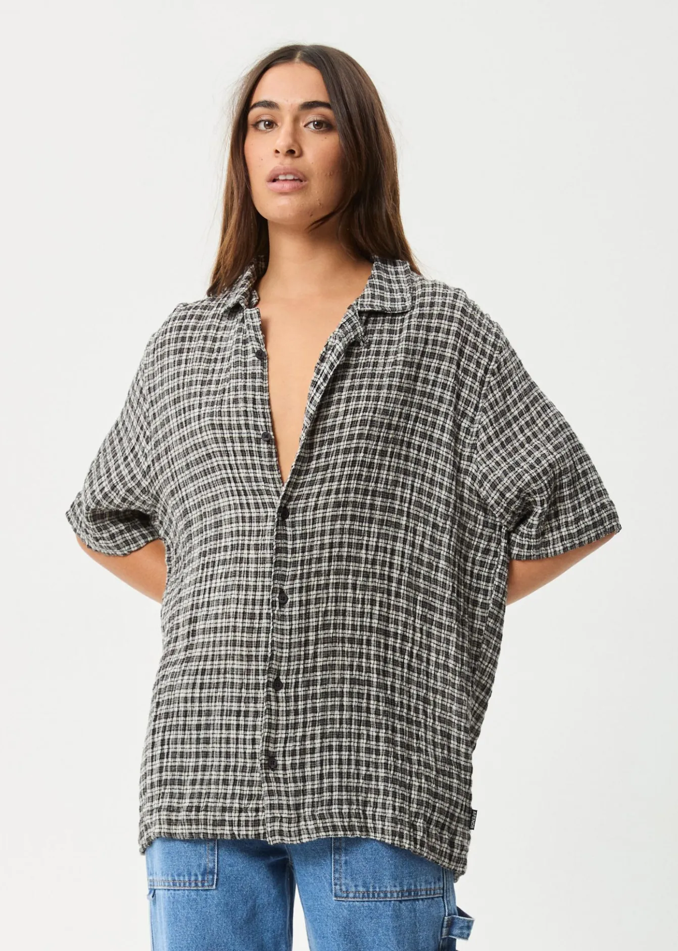 Shirts|Sets & Co-Ords<Afends Asta - Seersucker Regular Shirt Steel Check