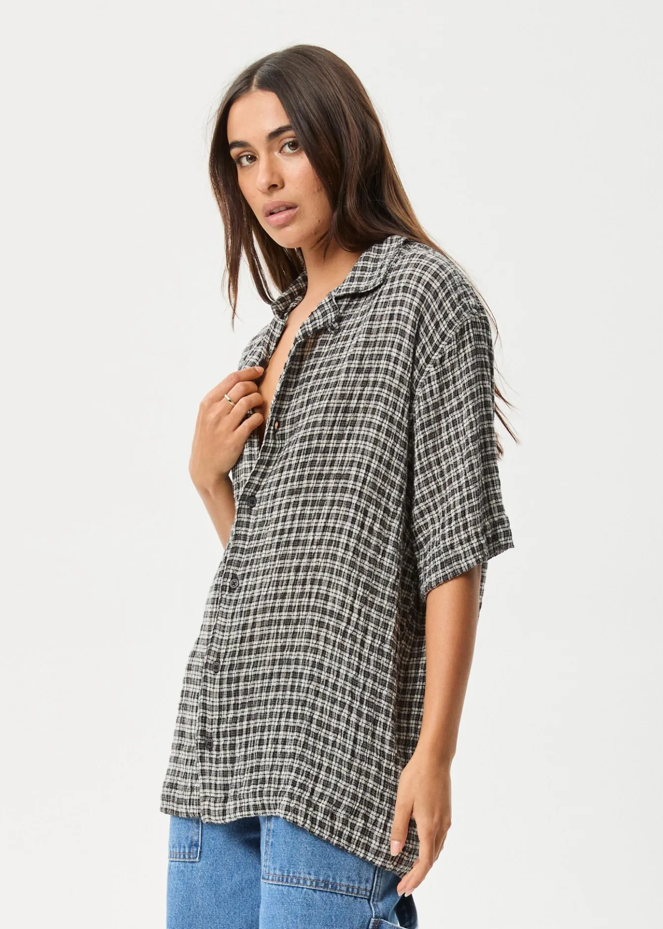 Shirts|Sets & Co-Ords<Afends Asta - Seersucker Regular Shirt Steel Check
