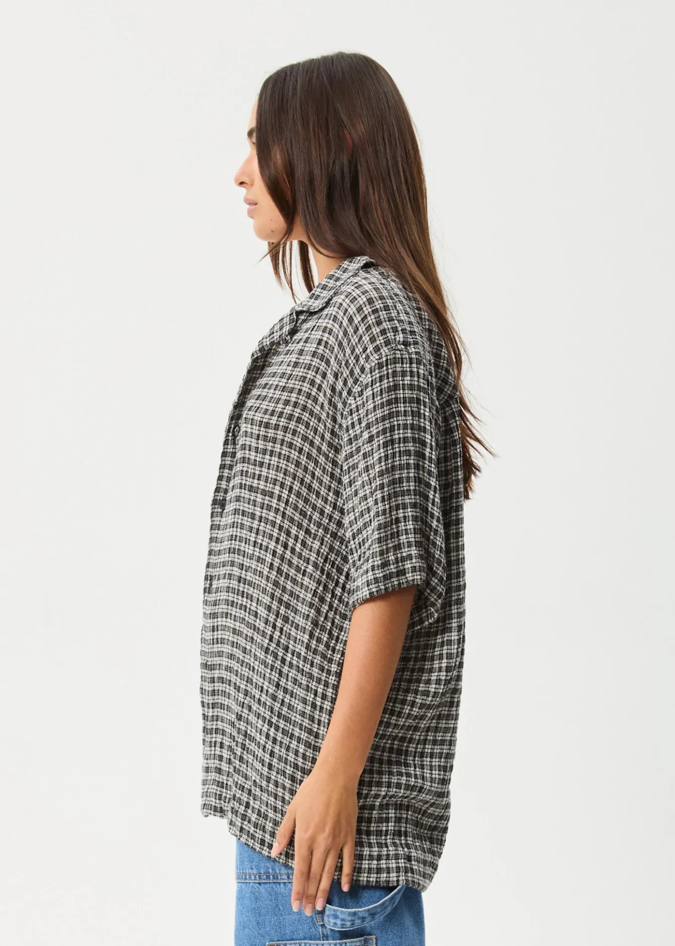 Shirts|Sets & Co-Ords<Afends Asta - Seersucker Regular Shirt Steel Check