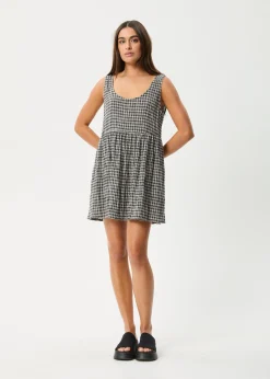 Dresses<Afends Asta Jesse  - Seersucker Mini Dress Steel Check