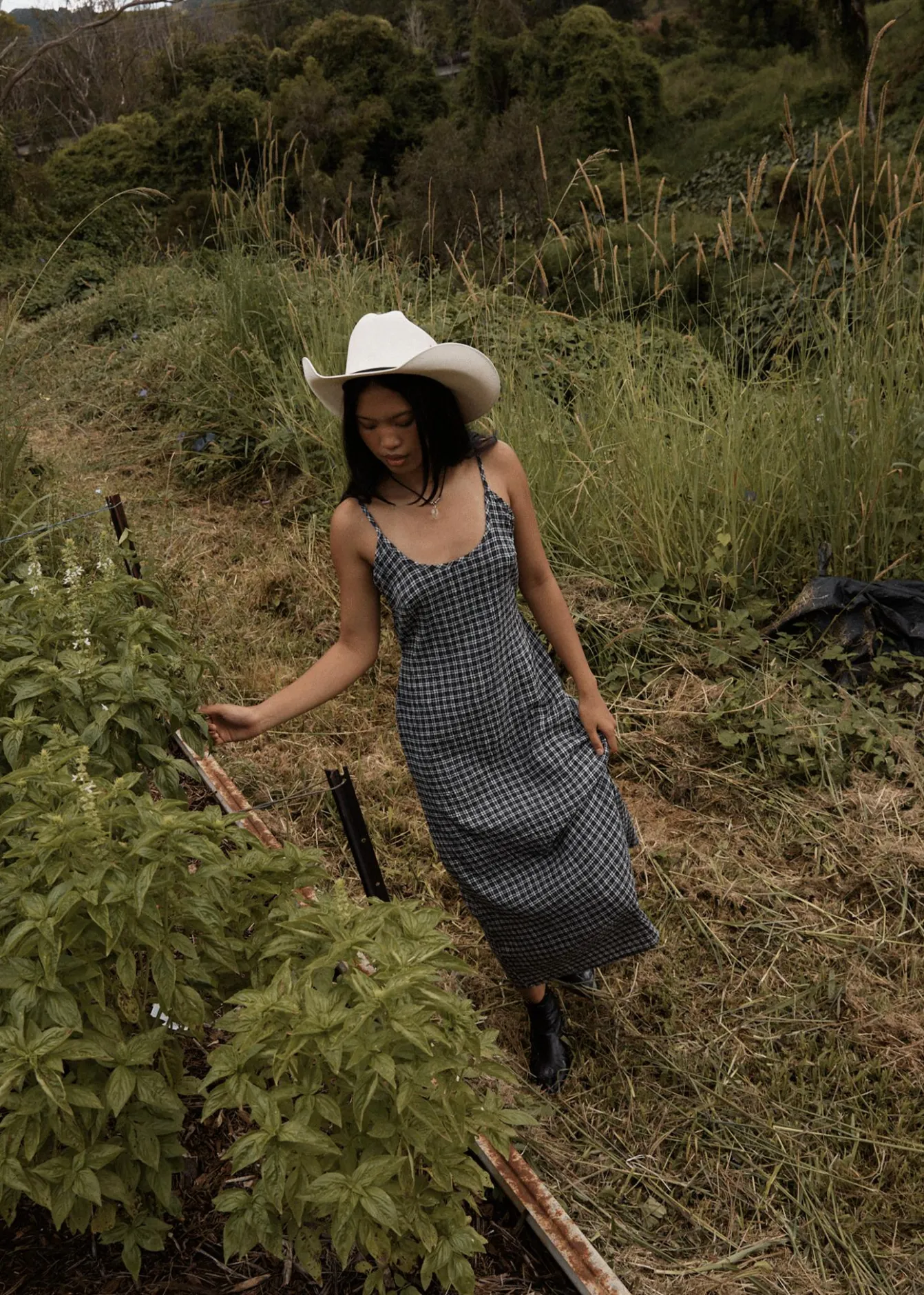 Dresses<Afends Asta Rumi - Seersucker Midi Dress Steel Check