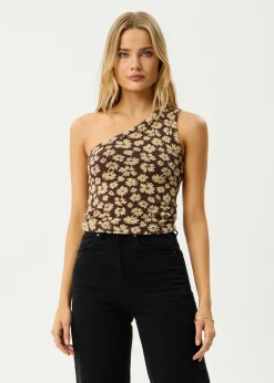 Sleeveless<Afends Astoria  - One Shoulder Top Coffee