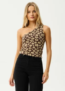Sleeveless<Afends Astoria  - One Shoulder Top Coffee