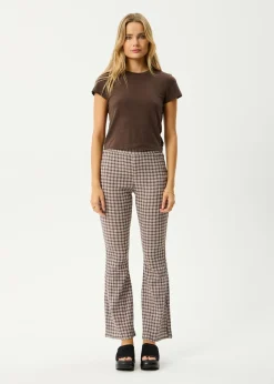 Pants|Sets & Co-Ords<Afends Base  - Seersucker Flare Pant Coffee Check