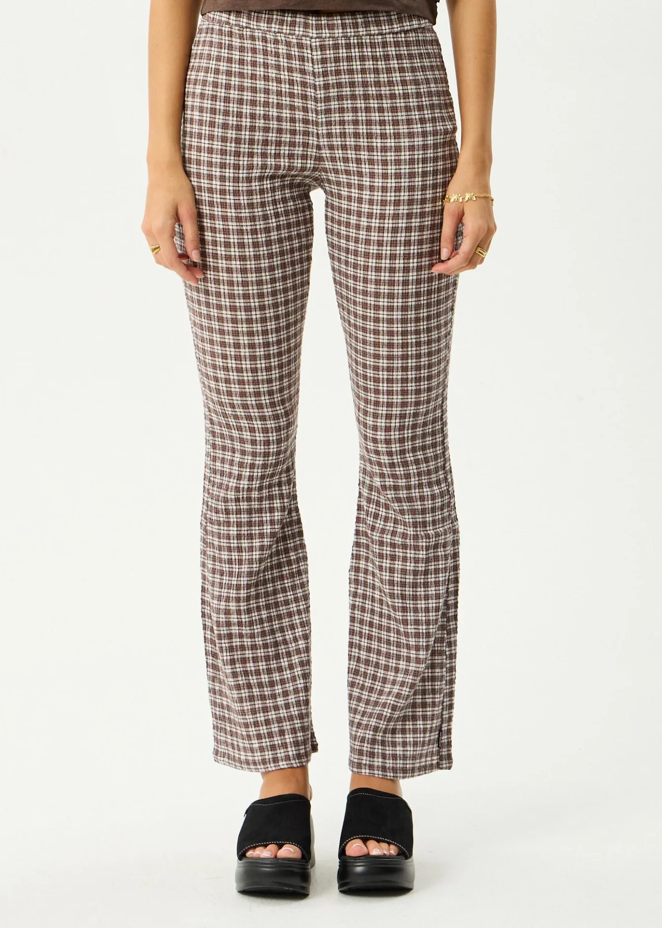 Pants|Sets & Co-Ords<Afends Base - Seersucker Flare Pant Coffee Check