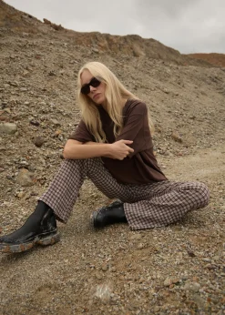 Pants|Sets & Co-Ords<Afends Base - Seersucker Flare Pant Coffee Check