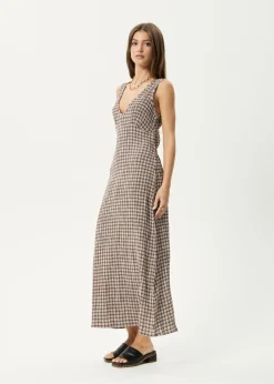 Dresses<Afends Base - Seersucker Maxi Dress Coffee Check