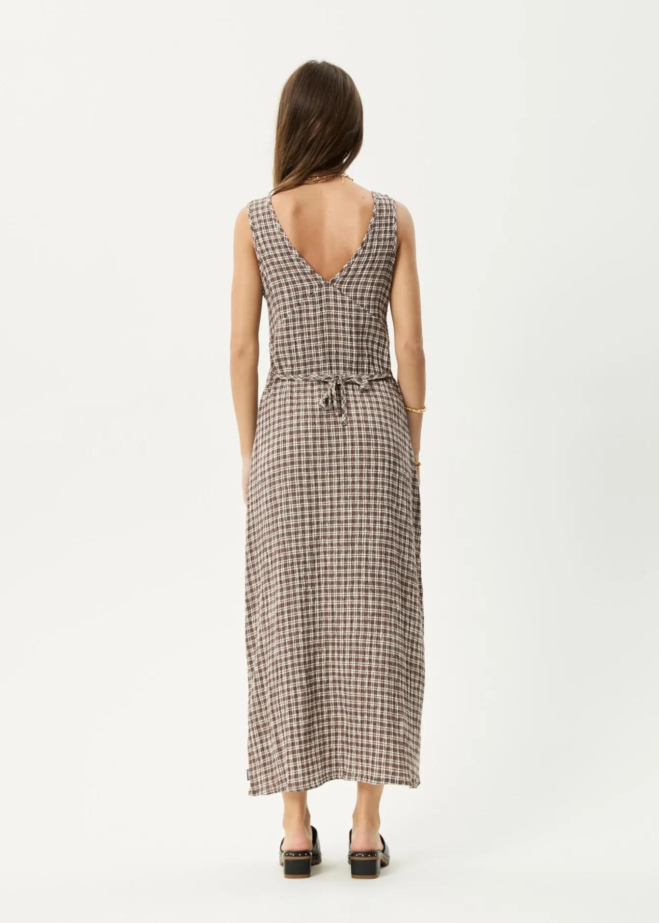 Dresses<Afends Base - Seersucker Maxi Dress Coffee Check