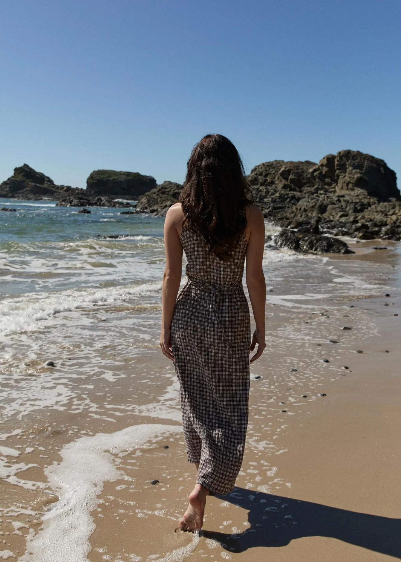 Dresses<Afends Base - Seersucker Maxi Dress Coffee Check