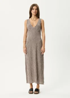 Dresses<Afends Base - Seersucker Maxi Dress Coffee Check