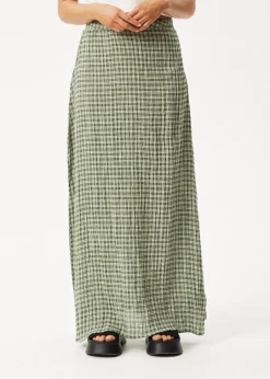 Sets & Co-Ords|Skirts<Afends Base  - Seersucker Maxi Skirt Deep Green Check