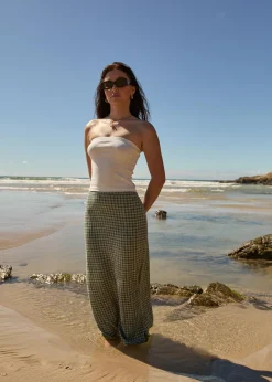 Sets & Co-Ords|Skirts<Afends Base  - Seersucker Maxi Skirt Deep Green Check
