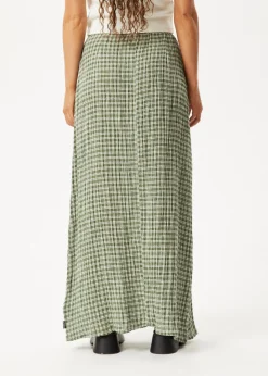 Sets & Co-Ords|Skirts<Afends Base  - Seersucker Maxi Skirt Deep Green Check