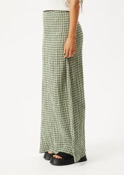 Sets & Co-Ords|Skirts<Afends Base  - Seersucker Maxi Skirt Deep Green Check
