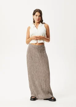 Sets & Co-Ords|Skirts<Afends Base  - Seersucker Maxi Skirt Coffee Check