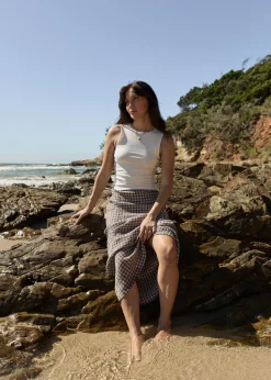 Sets & Co-Ords|Skirts<Afends Base  - Seersucker Maxi Skirt Coffee Check