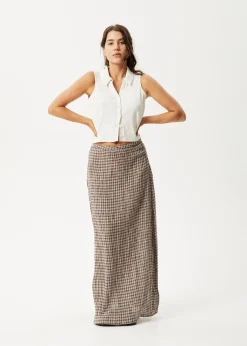 Sets & Co-Ords|Skirts<Afends Base  - Seersucker Maxi Skirt Coffee Check