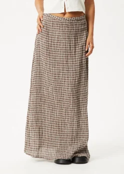 Sets & Co-Ords|Skirts<Afends Base  - Seersucker Maxi Skirt Coffee Check