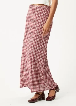 Sets & Co-Ords|Skirts<Afends Base  - Seersucker Maxi Skirt Burgundy Check
