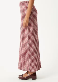 Sets & Co-Ords|Skirts<Afends Base  - Seersucker Maxi Skirt Burgundy Check