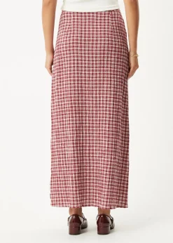 Sets & Co-Ords|Skirts<Afends Base  - Seersucker Maxi Skirt Burgundy Check