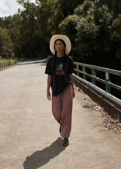 Sets & Co-Ords|Skirts<Afends Base  - Seersucker Maxi Skirt Burgundy Check