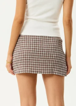 Sets & Co-Ords|Skirts<Afends Base  - Seersucker Mini Skirt Coffee Check