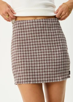 Sets & Co-Ords|Skirts<Afends Base  - Seersucker Mini Skirt Coffee Check