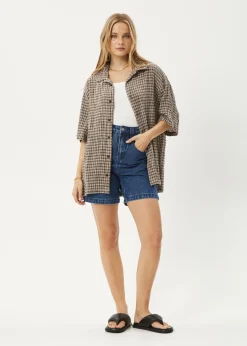 Shirts|Sets & Co-Ords<Afends Base  - Short Sleeve Shirt Coffee Check