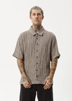 Shirts|Sets & Co-Ords<Afends Base  - Short Sleeve Shirt Coffee Check