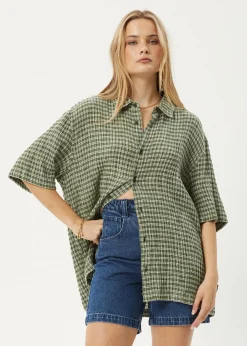 Shirts|Sets & Co-Ords<Afends Base  - Short Sleeve Shirt Deep Green Check