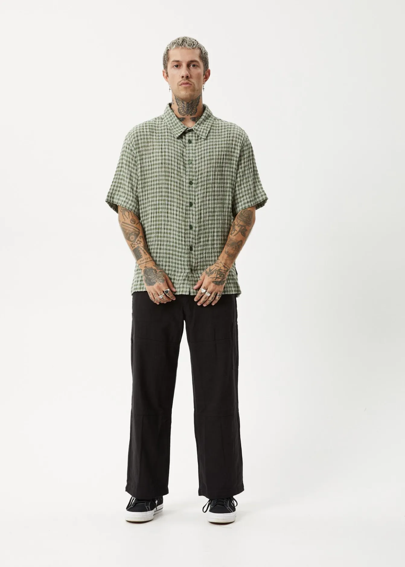 Shirts|Sets & Co-Ords<Afends Base - Short Sleeve Shirt Deep Green Check