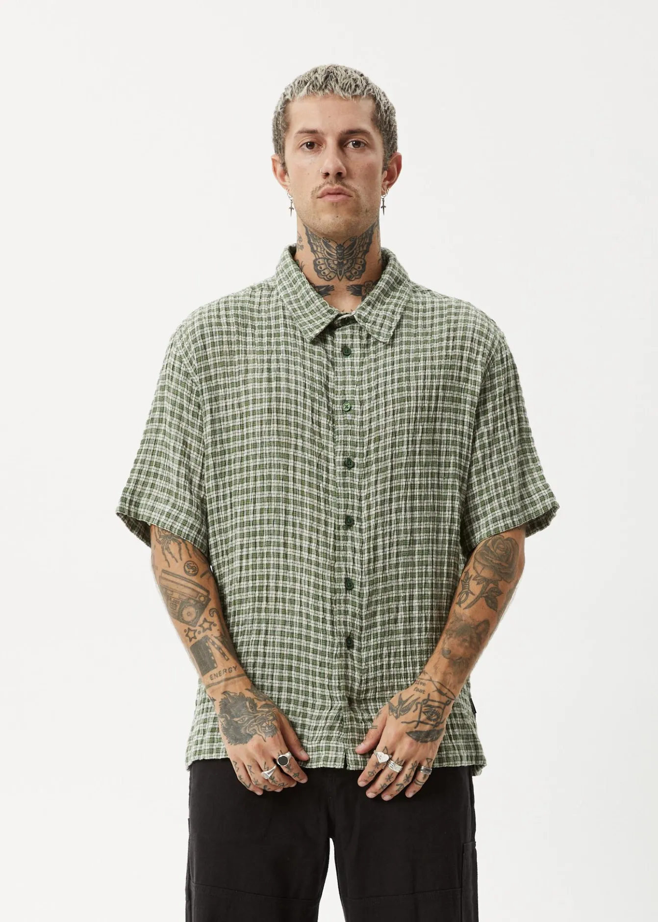Shirts|Sets & Co-Ords<Afends Base - Short Sleeve Shirt Deep Green Check