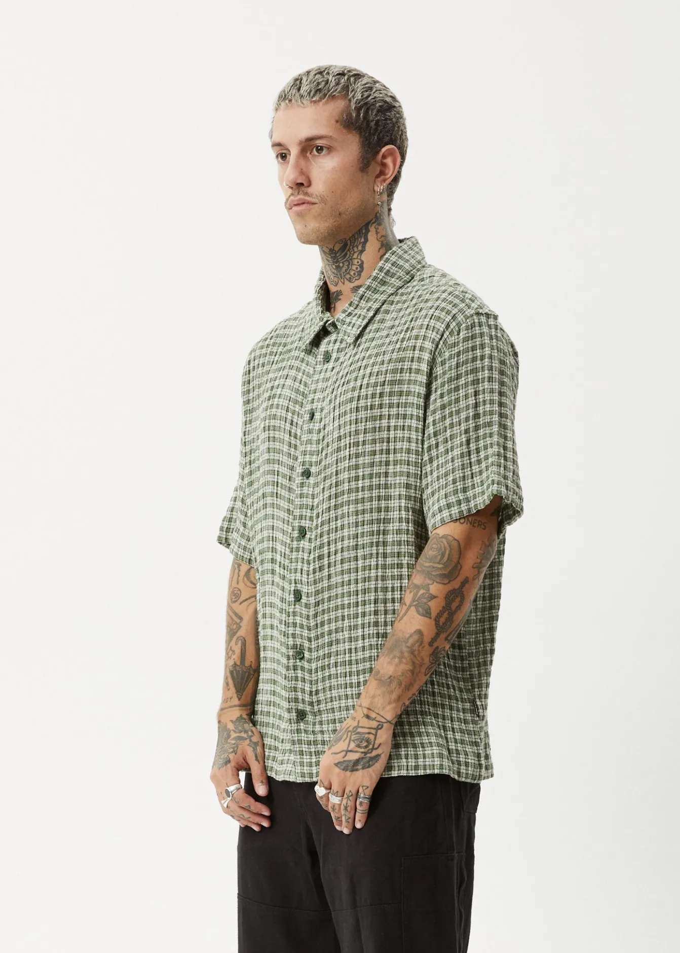 Shirts|Sets & Co-Ords<Afends Base - Short Sleeve Shirt Deep Green Check