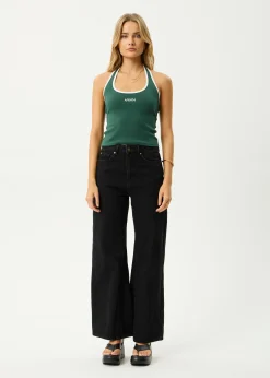 Sleeveless|Essentials<Afends Basis  - Rib Halter Hunter Green