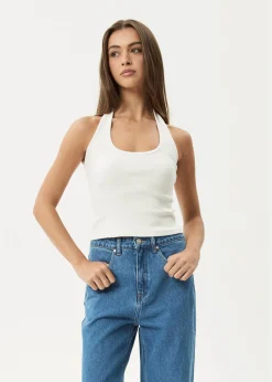 Sleeveless|Essentials<Afends Basis  - Rib Halter White