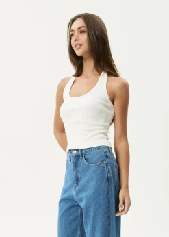 Sleeveless|Essentials<Afends Basis  - Rib Halter White
