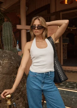 Sleeveless|Essentials<Afends Basis  - Rib Halter White