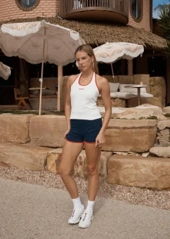 Sleeveless|Essentials<Afends Basis  - Rib Halter White / Tomato
